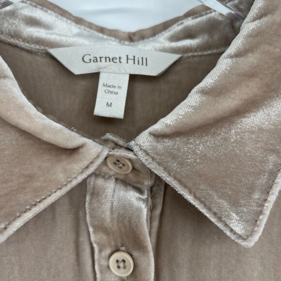 Garnet Hill Top Womens M‎ Cream Velvet Blouse Silk Blend Classic Capsule Career - Picture 3 of 5